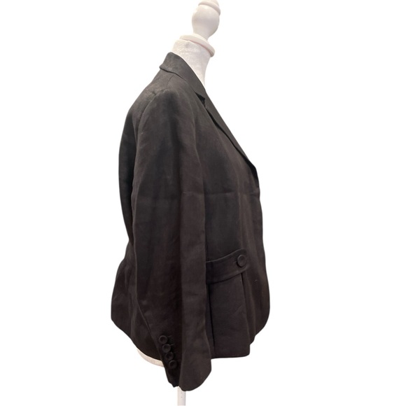 Talbots Pure Irish Linen Black Blazer Jacket Size 14 Classic Lined - Picture 3 of 8